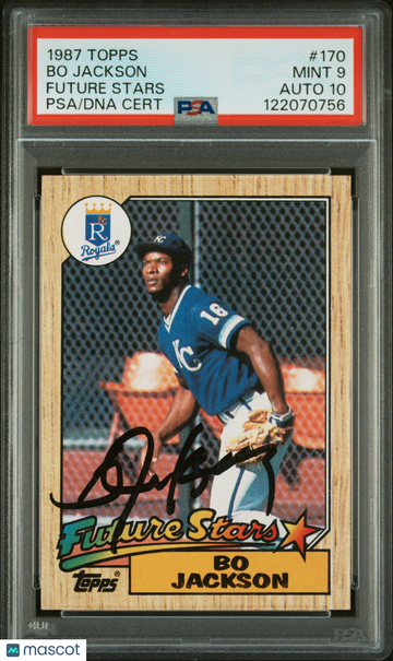 1987 Topps Bo Jackson #170 Future Stars PSA 9 Auto 10