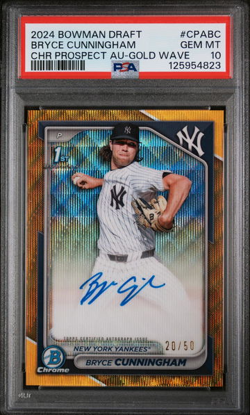 2024 Bowman Draft Chrome Prospect Autographs Gold Wave Bruce Cunningham #CPABC /50 PSA 10