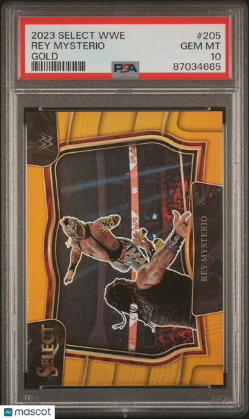 2023 Panini Select WWE Rey Mysterio #205 Gold Prizm PSA 10