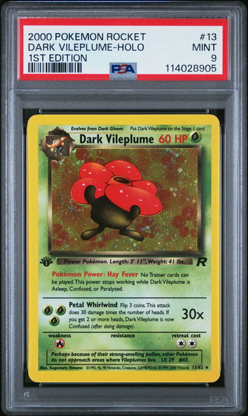 2000 Team Rocket - 1st Edition English Holo Dark Vileplume #13 PSA 9
