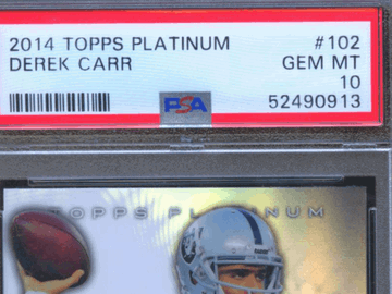 Graded 2014 Topps Platinum Derek Carr #102 PSA 10 Oakland Raiders Football Trading Card