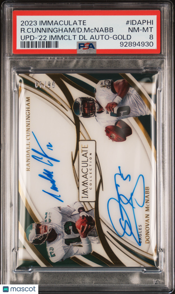2023 Panini Immaculate Collection Update D. Mcnabb R. Cunningham #IDAPHI '22 Immclt DL Auto Gold /90 PSA 8