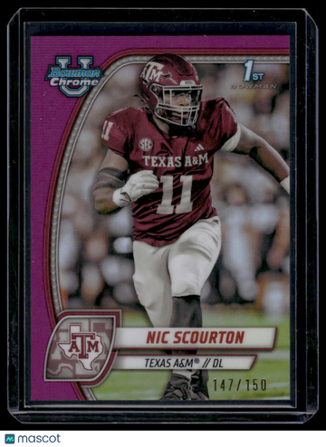 2024 Bowman University Chrome Nic Scourton #137 Fuchsia Refractor SN