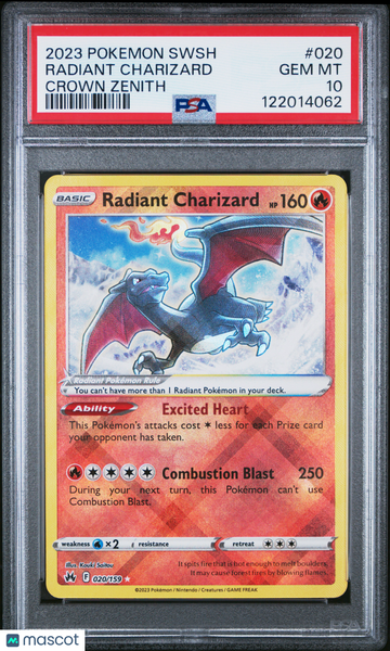 2023 Pokemon Sword And Shield Crown Zenith Radiant Charizard Crown Zenith PSA 10 #020