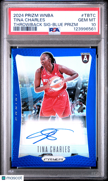 2024 Panini Prizm WNBA Throwback Signatures Tina Charles #TBTC Blue PSA 10