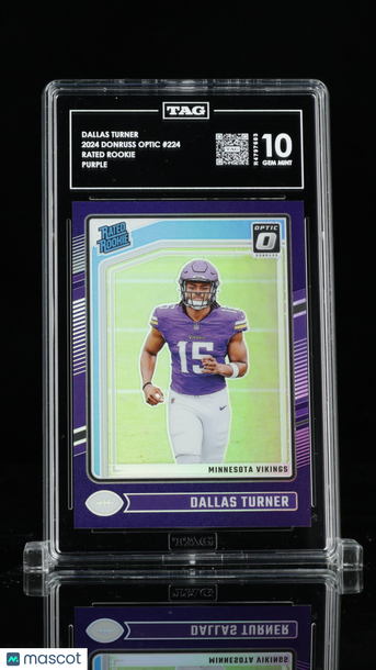 2024 Donruss Optic Rated Rookie Dallas Turner #224 Purple /60 Rookie TAG 10
