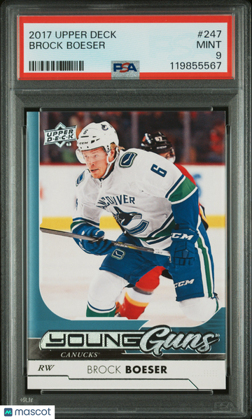 2017-18 Upper Deck Brock Boeser #247 Young Guns Rookie PSA 9