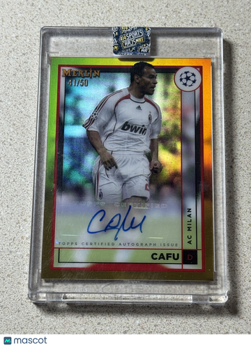2022-23 Topps Merlin Chrome UEFA Heritage Cafu Gold Refractor /50 Auto Autograph #AC-CA AC Milan Topps
