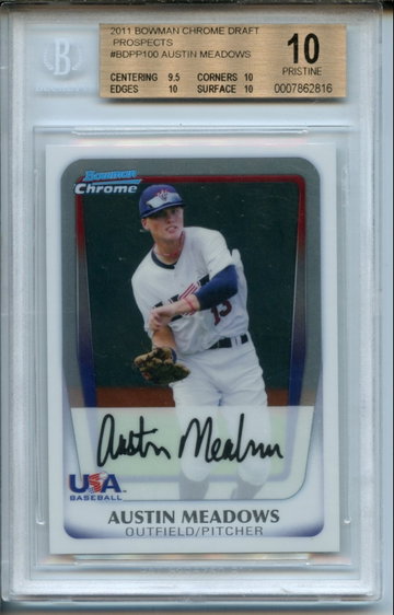 2011 Bowman Chrome Draft Austin Meadows #BCPP100 BGS Pristine 10