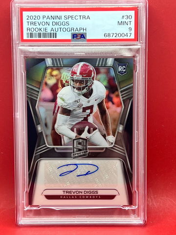 2020 PANINI SPECTRA TREVON DIGGS #30 ROOKIE AUTOGRAPH PSA 9