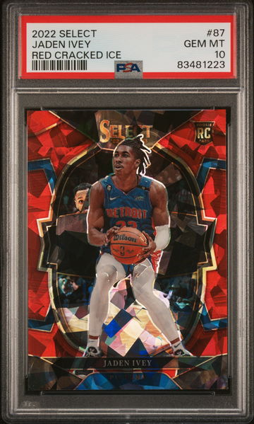 2022 Select Red Cracked Ice Jaden Ivey #87 RC PSA 10