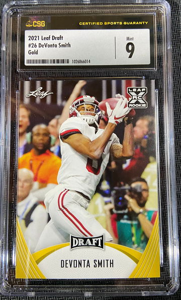 2021 Leaf Draft GOLD DeVonta Smith ROOKIE CSG 9 MINT