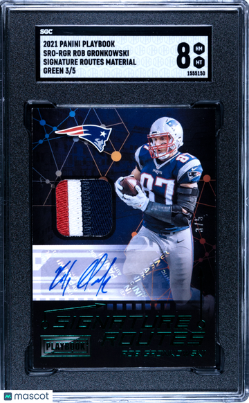 2021 Panini Playbook Rob Gronkowski #SRO-RGR SIG. Routes Mat. Green 5 SGC 8