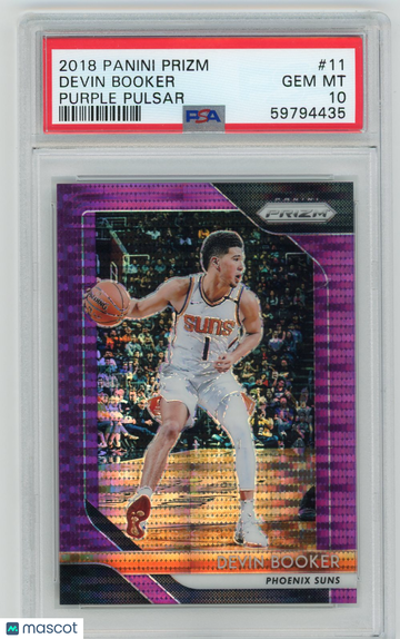 2018 Panini Prizm Devin Booker #11 Purple Pulsar /35 Short Print Parallel/Variety PSA 10
