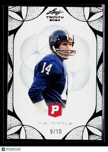 2024 Leaf Trinity Pristine Football Y.A. Tittle #100 Black Foil /10 SN hall of famer 1971 SSP BLACK FOIL