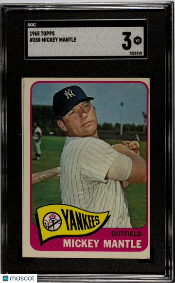 1965 Topps Mickey Mantle #350 SGC 3