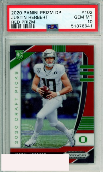 2020 PANINI PRIZM DRAFT PICKS JUSTIN HERBERT #102 RED PRIZM ROOKIE PSA 10 GEM MT