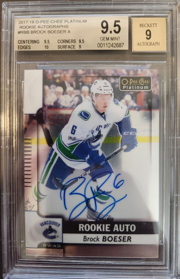 2017-18 OPC Platinum Rookie Autographs Brock Boeser #RBB BGS 9.5