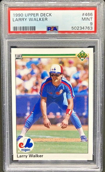 1990 Upper Deck Larry Walker RC #466 *PSA 9 Mint* HOF 2020 Inductee Expos Rookie