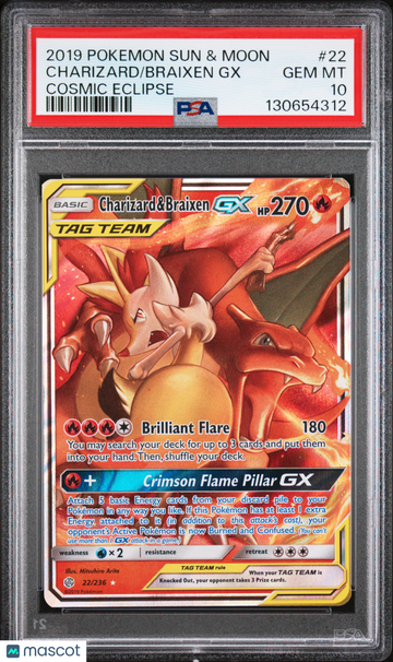 2019 Pokemon Sun & Moon Cosmic Eclipse Braixen GX Charizard Cosmic Eclipse PSA 10 #22