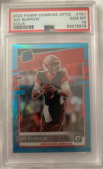 2020 Donruss Optic Joe Burrow Aqua /299 PSA 10 Gem-Mint