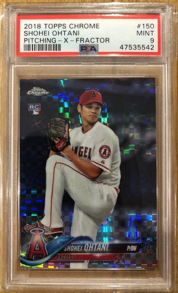 Shohei Ohtani - 2018 Topps Chrome X-Fractor - Pitching #150 - Mint PSA 9