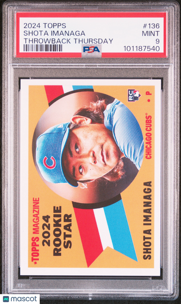 Graded 2024 Topps Throwback Thursday Shota Imanaga #136 RC PSA 9 Chicago Cubs Baseball Card