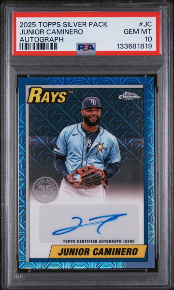 2025 Topps Silver Pack 1990 Chrome Promo Autograph Series 2 Junior Caminero #JC PSA 10