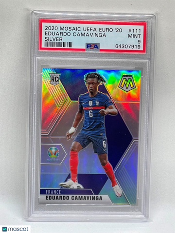 2020 Panini Mosaic UEFA Euro 2020 Eduardo Camavinga #111 Silver PSA 9
