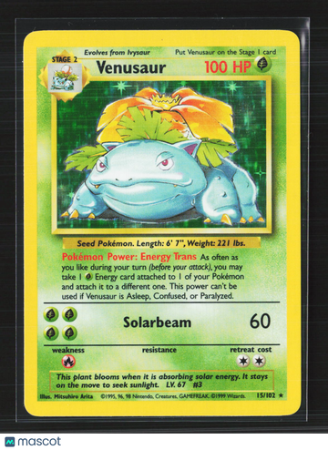 1999 Base Set Venusaur Holo Rare #15/102