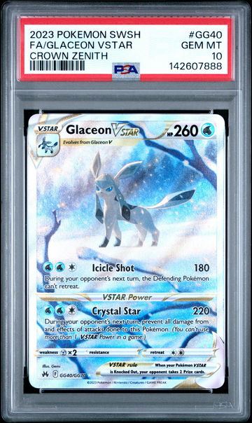 2023 Pokemon Sword and Shield Crown Zenith Glaceon Vstar #GG40 PSA 10