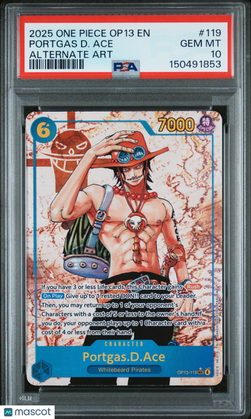 2025 One Piece Op13-Carrying On His Will Portgas D. Ace Alternate Art PSA 10 #119