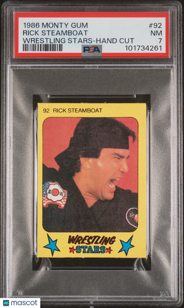 1986 Monty Gum Wrestling Stars-Hand Cut Rick Steamboat #92 92 PSA 7