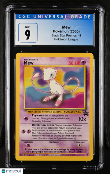 2000 Pokemon Black Star Promos Mew Pokémon League CGC 9 #8
