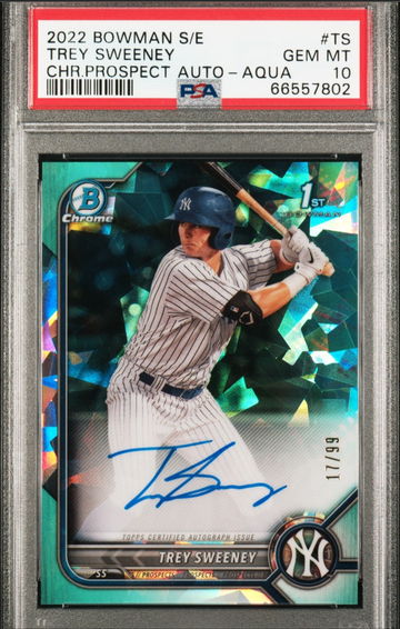 PSA 10 2022 Bowman Sapphire Trey Sweeney Autograph /99
