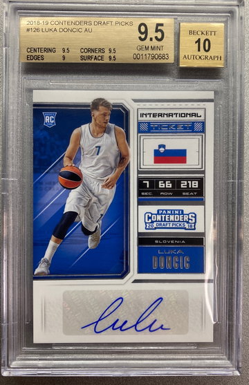 LUKA DONCIC CONTENDERS DRAFT PICKS AUTO ROOKIE BGS 9.5 AUTO 10