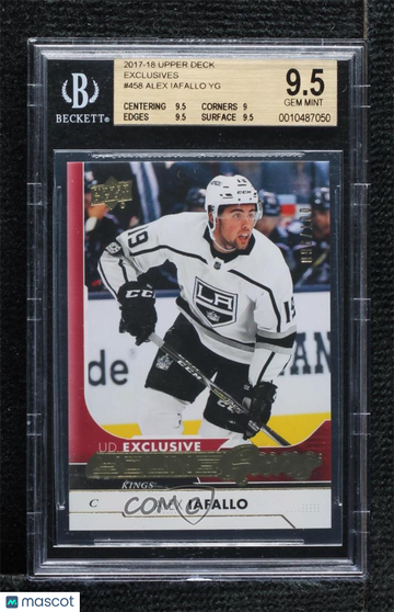 2017-18 Upper Deck Alex Iafallo #458 Young Guns Exclusives /100 Rookie BGS 9.5