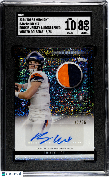 2024 Topps Midnight Bo Nix #RJA-BN Rookie Jersey Autograph Winter Solstice SGC 8 Auto 10