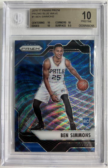 2016-17 Ben Simmons Rookie Blue Wave Prizm /99 BGS 10