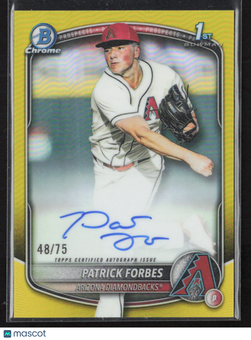 2025 Bowman Chrome Topps Patrick Forbes CPA-PF Yellow Refractor 1/3 Auto Baseball Card Diamondbacks