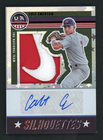2023 Panini USA Baseball Stars & Stripes SIL-CE Colt Emerson Silhouettes Rookie USA National Team Auto