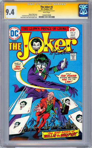 THE JOKER #2 CGC-SS 9.4 SIGNED *BATMAN LEGEND JERRY ROBINSON* JOKER CREATOR 1975