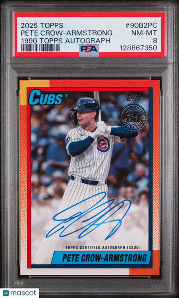 2025 Topps 1990 Topps Baseball Autographs Pete Crow-Armstrong #90B2PC PSA 8