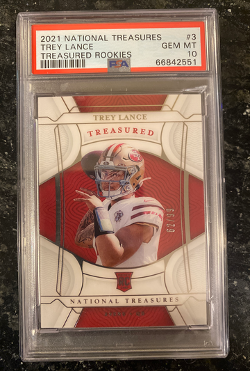 2021 National Treasures Trey Lance Treasured Rookies /99 RC #3 PSA 10 Pop 4 Rookie 