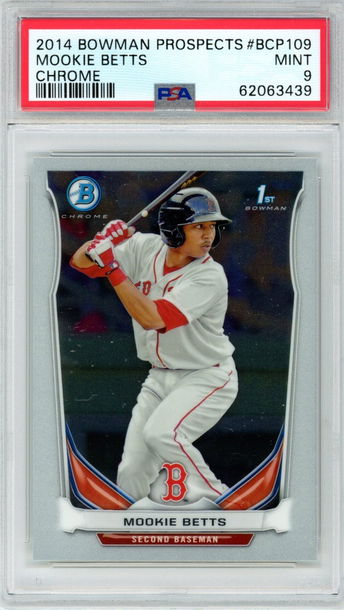 2014 BOWMAN PROSPECTS CHROME MOOKIE BETTS PSA 9