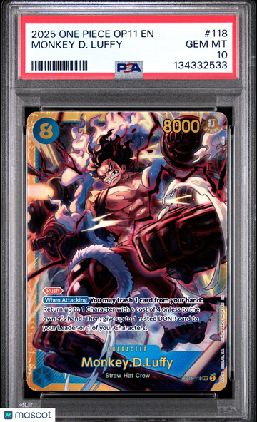 2025 One Piece Op11-A Fist Of Divine Speed Monkey D. Luffy PSA 10 #118