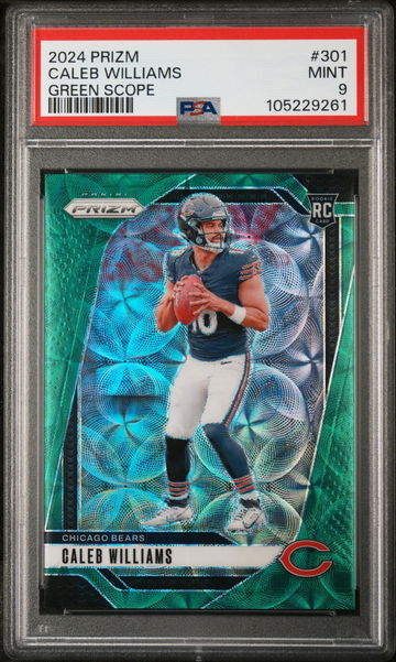2024 Panini Prizm Green Scope Prizm Caleb Williams #301 /75 PSA 9