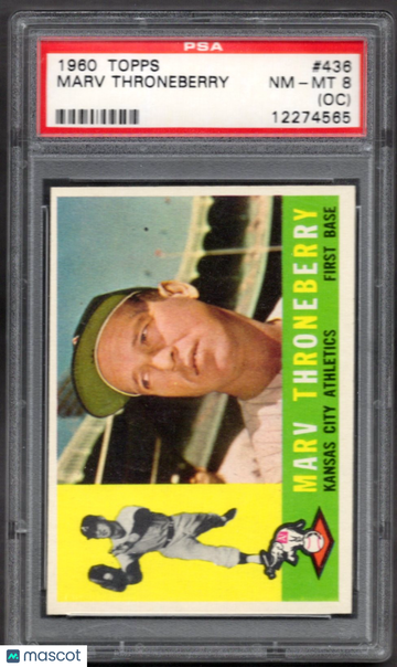 1960 Topps Marv Throneberry #436 Oc PSA 8