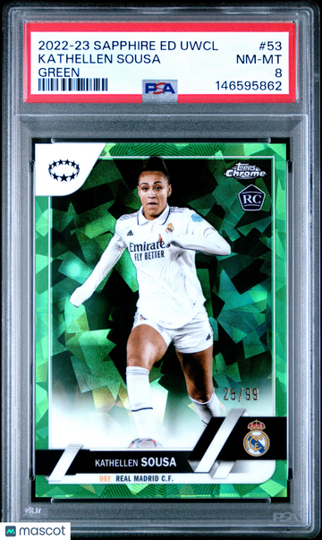 2022-23 Topps Chrome Sapphire Edition Kathellen Sousa #53 Green Rookie 25/99 PSA 8
