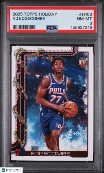 2025-26 Topps Holiday Vj Edgecombe #H163 [Base] Rookie Base Set PSA 8 Philadelphia 76ers